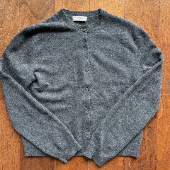 Aritzia Bare Cashmere Crew Cardigan Sweater - Small, Heather Grey Charcoal - Picture 6 of 9